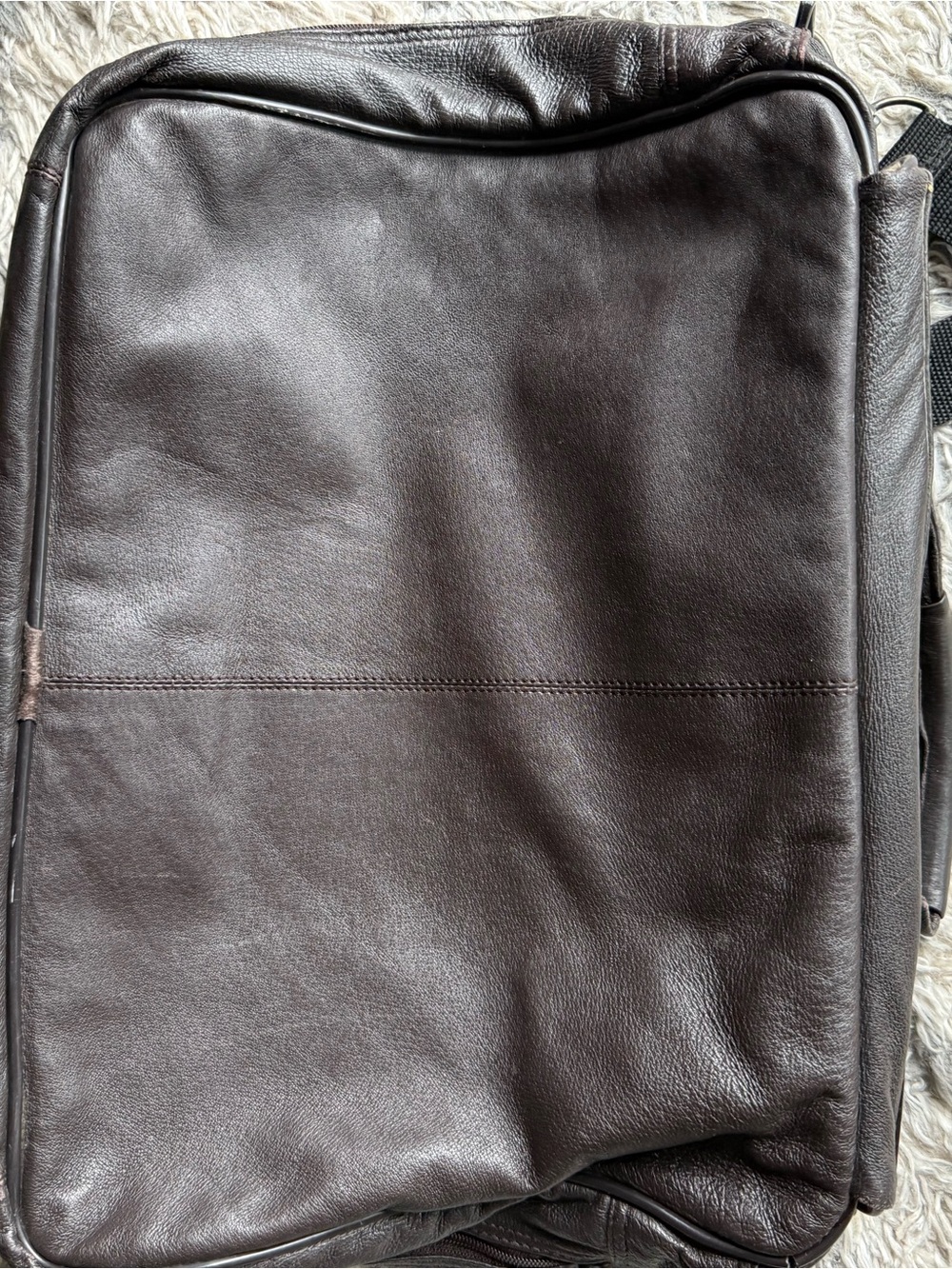Leather Messenger Bag with padded, adjustable strap. Gender neutral. - Picture 10 of 16